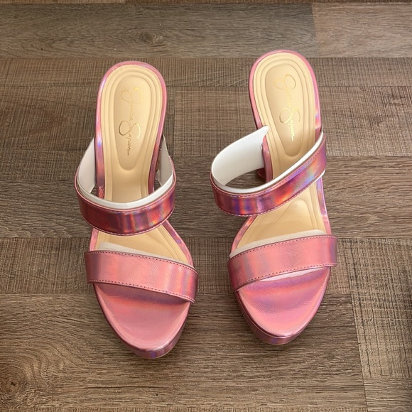 NWB Jessica Simpson Sempira Platform Heel Pink Iridescent - Picture 6 of 13